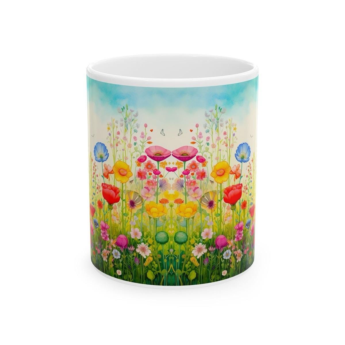 Garden mug - cute flower design - perfect gift for home and garden lovers - drinkware washable reusable tumbler reuse ceramic cup coffee tea
