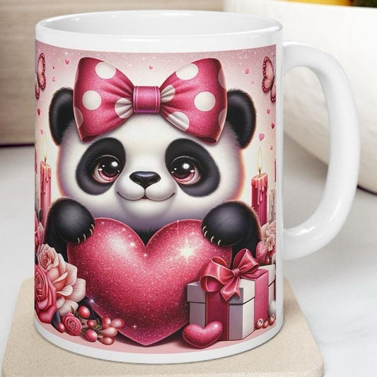 Cute panda mug - perfect valentine's day gift for drinking lovers - drinkware, tumblers washable cup reusable reuse ceramic coffee girly hea
