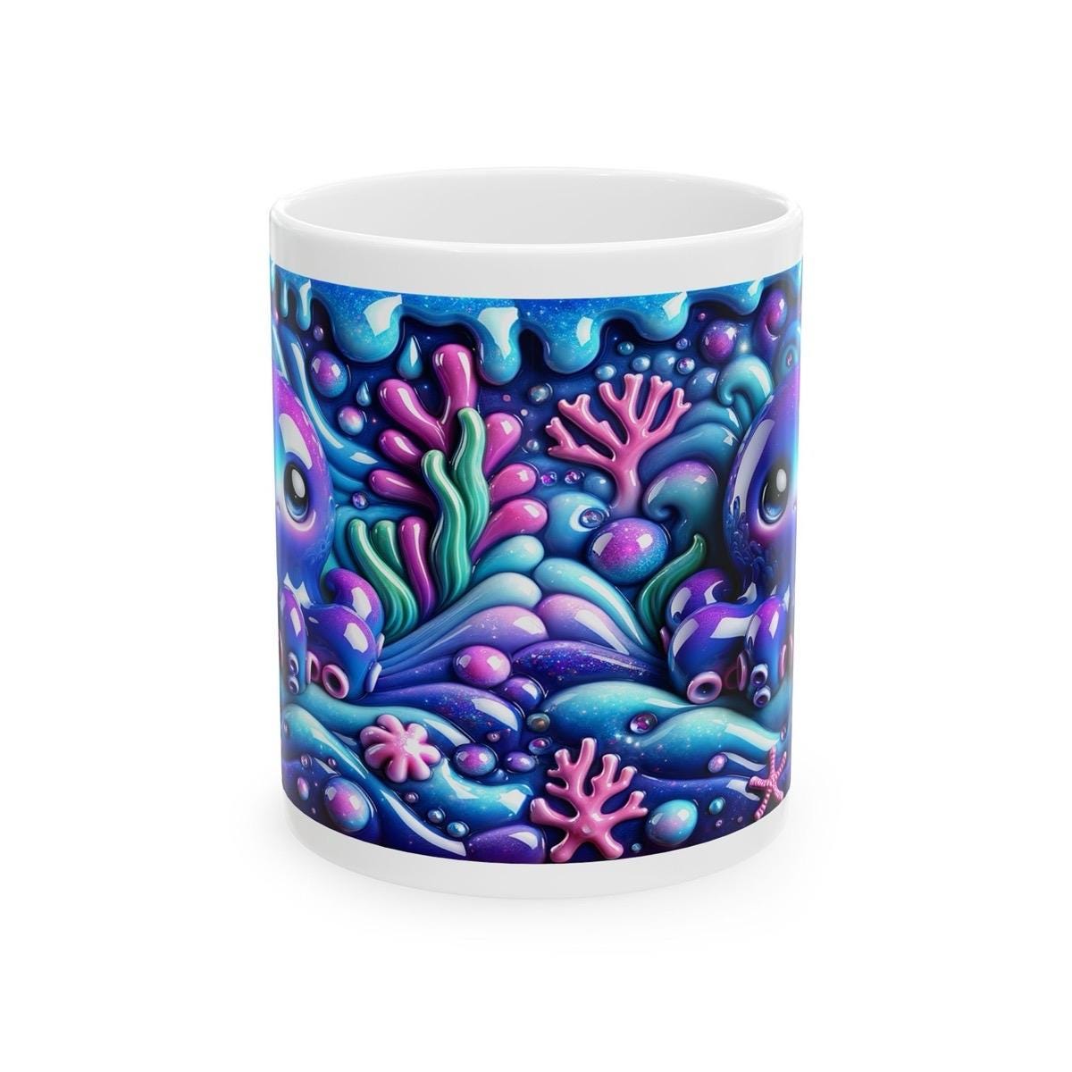 Cute baby octopus 3d mug - perfect for your morning drinks - drinkware, tumblers cup ceramic washable reusable coffee reuse xmas mugs tea fe