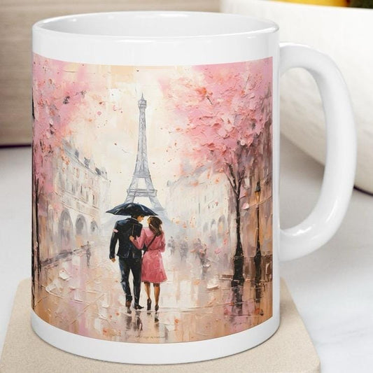 Paris gift mug with couple on it - xmas christmas valentines gifts mugs for boyfriend, girlfriend, wife, husband - tumblers, drinkware cup w