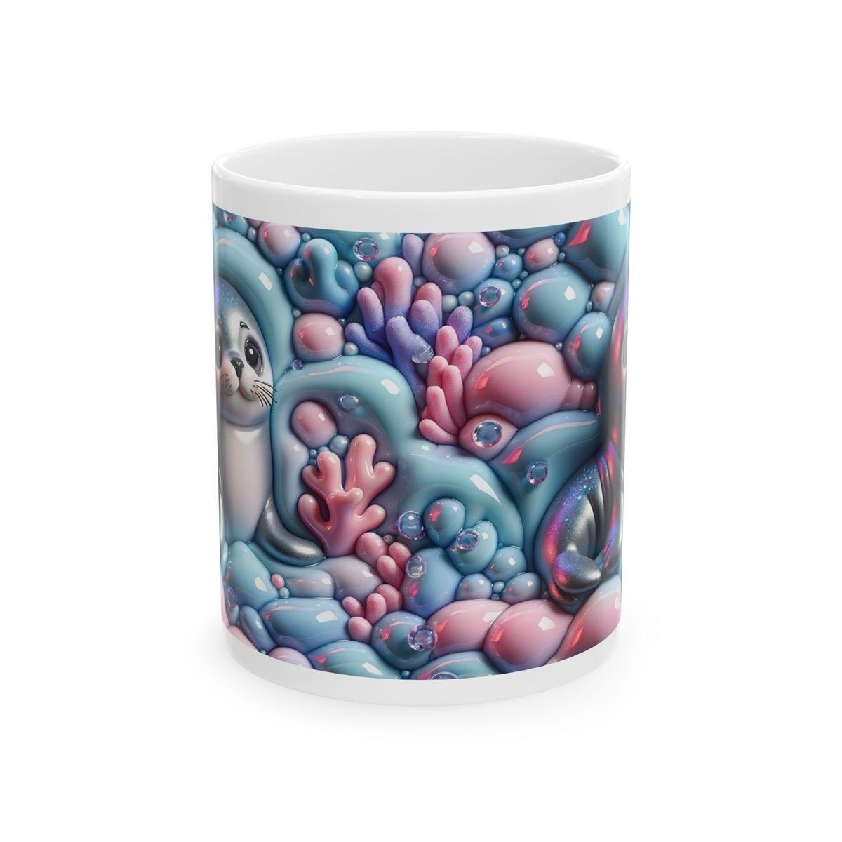 Cute baby seal mug 3d - perfect for baby shower gifts drinkware tumbler cup ceramic washable reuse reusable coffee xmas mugs tea festive sty