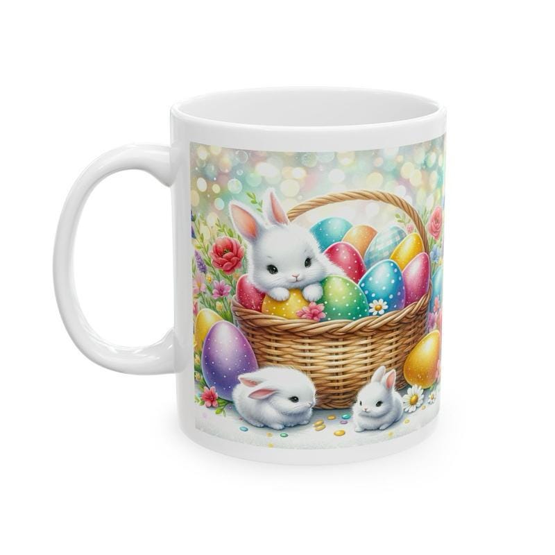 Easter bunny mug - cute gift - perfect for hot drinks - drinkware, tumblers cup bottles reusable washable portable reuse ceramic coffee east