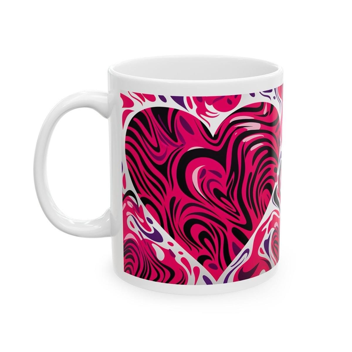 3d effect bright pink and black heart - perfect gift for christmas and valentine's day husband wife girlfriend boyfriend drinkware mug tumbl
