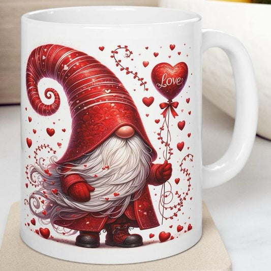 Gonk gnome style love valentine's day mug - cute xmas christmas gift for girlfriend boyfriend husband wife  - secret santa stocking filler d