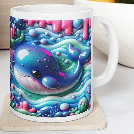 Cute whale mug 3d - perfect for your morning drinks - drinkware, tumblers cup bottles coffee washable reusable ceramic reuse xmas mugs tea f