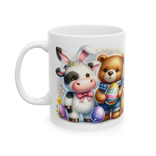 Easter cow bear mug - cute gift - perfect for hot drinks - drinkware, tumblers cup bottles reusable washable portable reuse ceramic coffee e