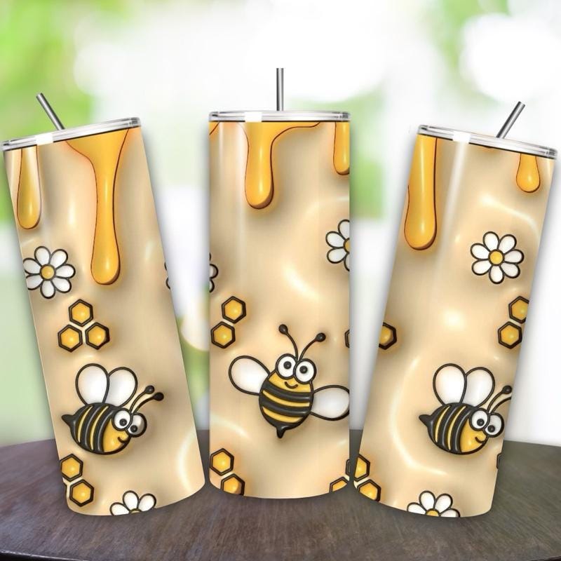 Cute bee 20oz bees girly tumbler style - perfect for any occasion drinkware flasks mug bottles water bottles bottled stylish beverage portab