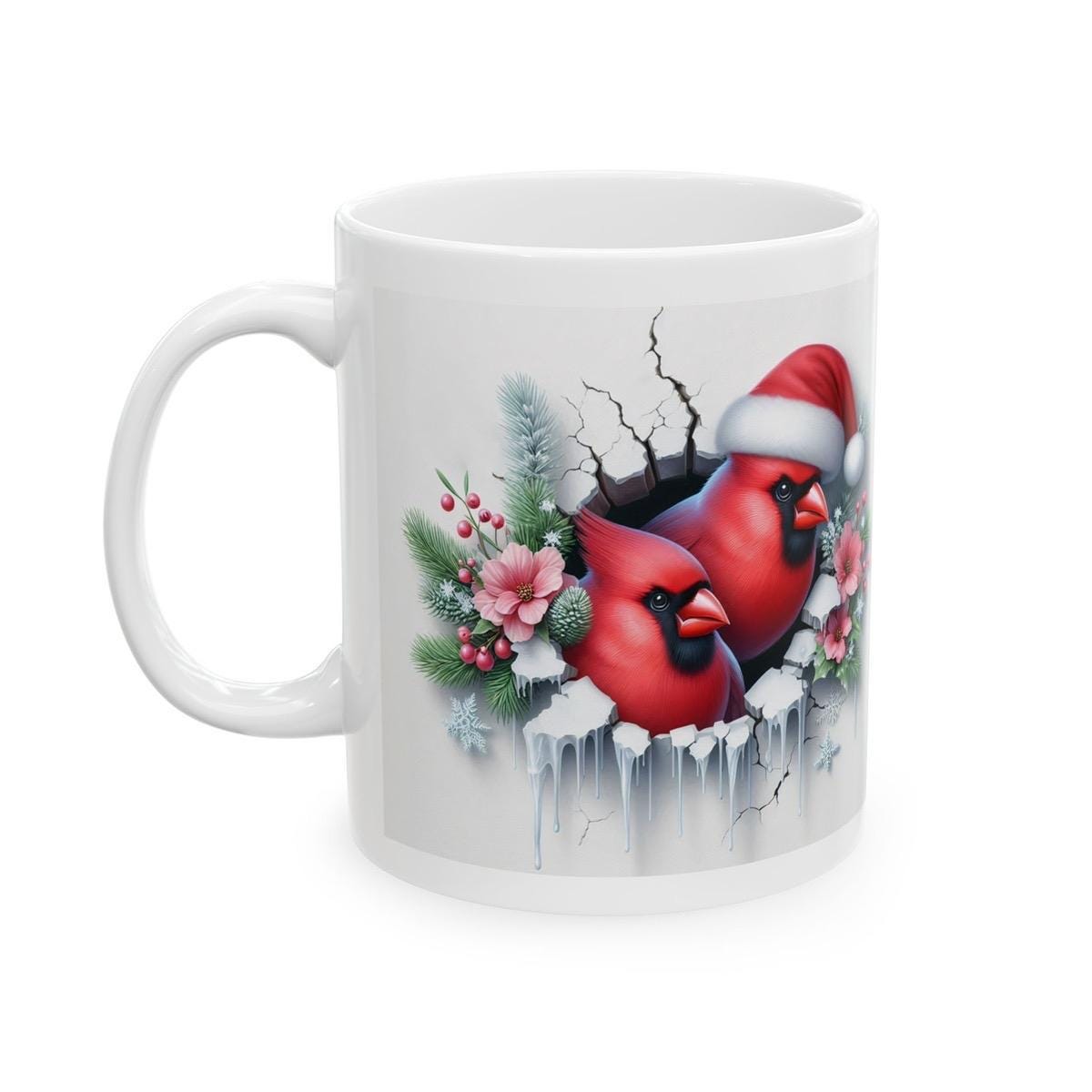 Christmas cardinal birds 3d mug - perfect for hot beverages - cup, drinkware tumblers reusable bottles washable coffee reuse ceramic xmas mu