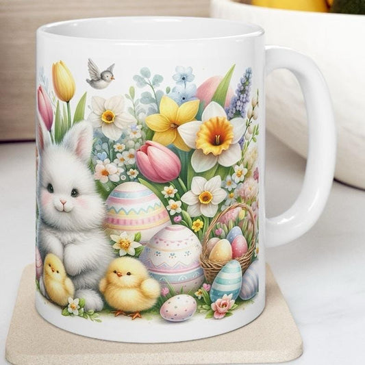 Easter bunny mug - cute gift - perfect for hot drinks - drinkware, tumblers cup bottles reusable washable portable reuse ceramic coffee east