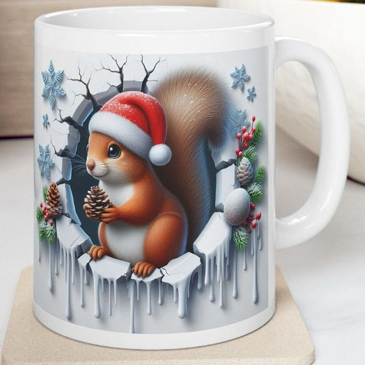 Christmas 3d squirrel mug - perfect for hot drinks this holiday season - tumblers, drinkware reusable cup washable reuse ceramic coffee xmas