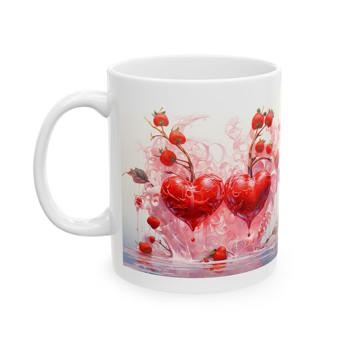 Love hearts mug gift for christmas and valentine's day - cute couple design drinkware tumbler washable cup reusable reuse coffee ceramic gir