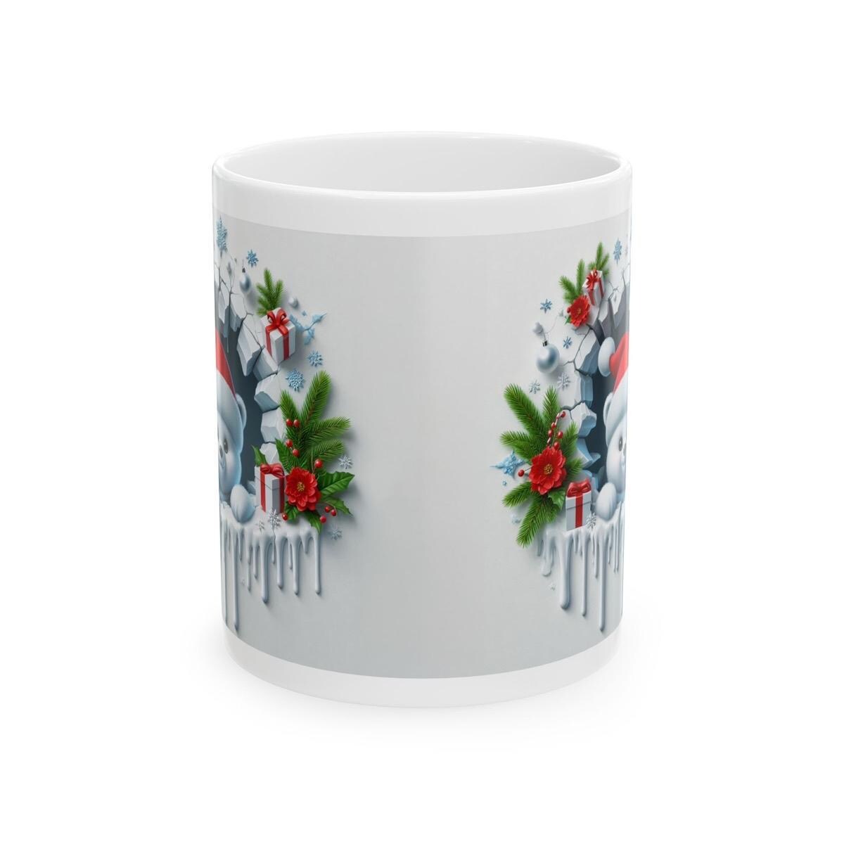 Christmas baby polar bear 3d mug - reusable drinkware tumblers cup washable reuse ceramic coffee paddington xmas mugs tea festive gifts girl