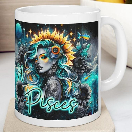 Pisces star sign astrology mug gift - perfect for coffee and tea - tumblers, drinkware glass bottles cup washable reusable ceramic reuse nov