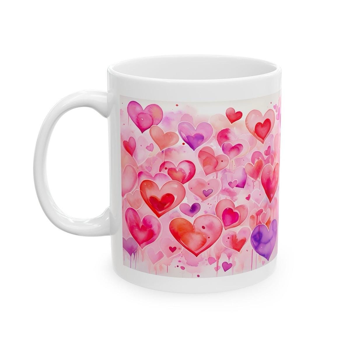 Love hearts mug - cute gifts for the valentine's day - tumblers, drinkware cup bottles washable reusable xmas christmas gifts girly girly cu