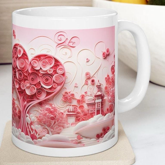 Barbie style 3d pink hearts valentine's mug - perfect gifts for xmas christmas - drinkware, tumblers girlfriend boyfriend wife husband secre