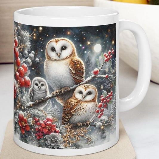 Owl family christmas mug - perfect for the holidays - cup, drinkware tumblers reusable bottles washable ceramic coffee reuse xmas mugs tea f