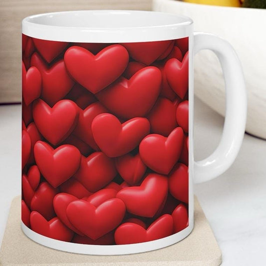 Love heart mug - cute gift for xmas, christmas, secret santa and valentines drinkware washable reusable cup tumbler reuse coffee ceramic mug
