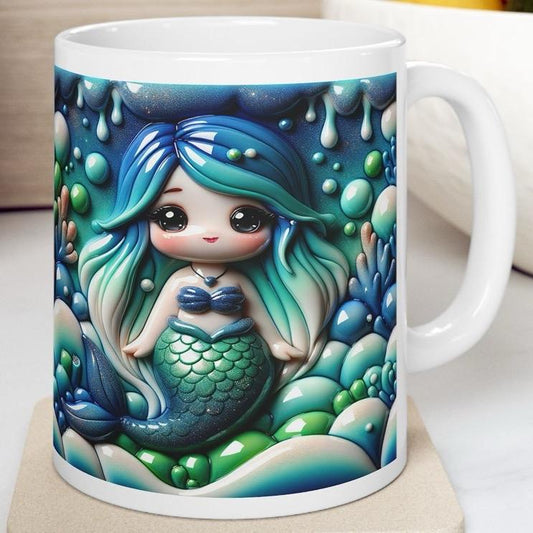 Cute mermaid 3d mug - perfect for coffee and tea - tumblers, drinkware cup bottles washable reusable ceramic reuse xmas mugs festive kids ch