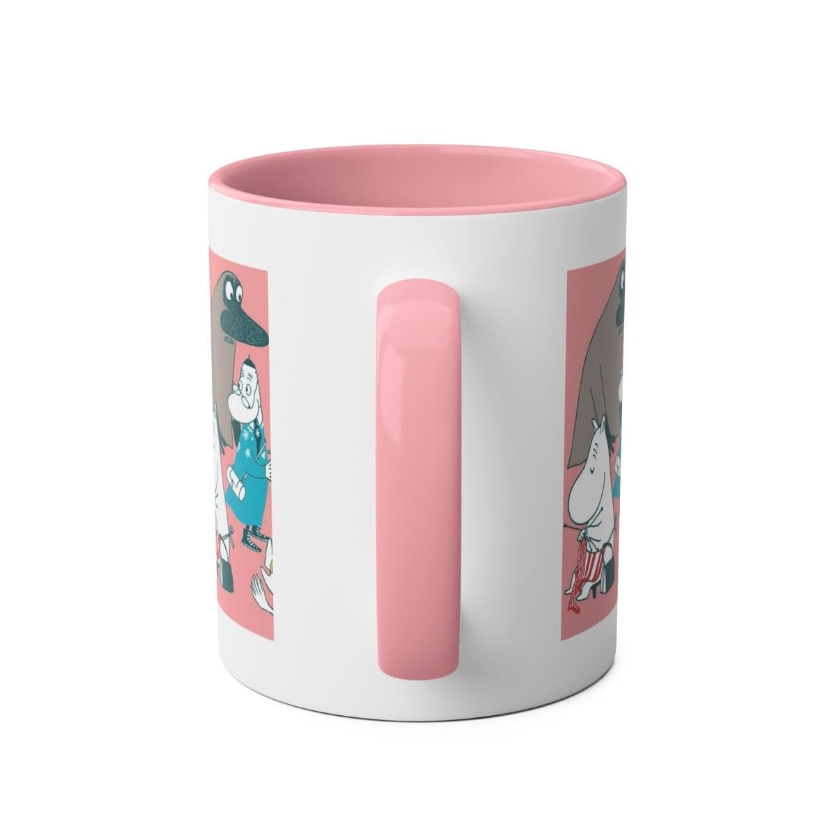 Moomin pink mug with pink interior and handle - perfect for drinking - drinkware, cup tumblers bottles reusable ceramic reuse washable coffe