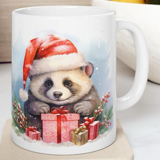 Christmas cute panda mug - perfect secret santa gift or stocking filler drinkware tumbler reuse washable cup reusable coffee ceramic xmas mu