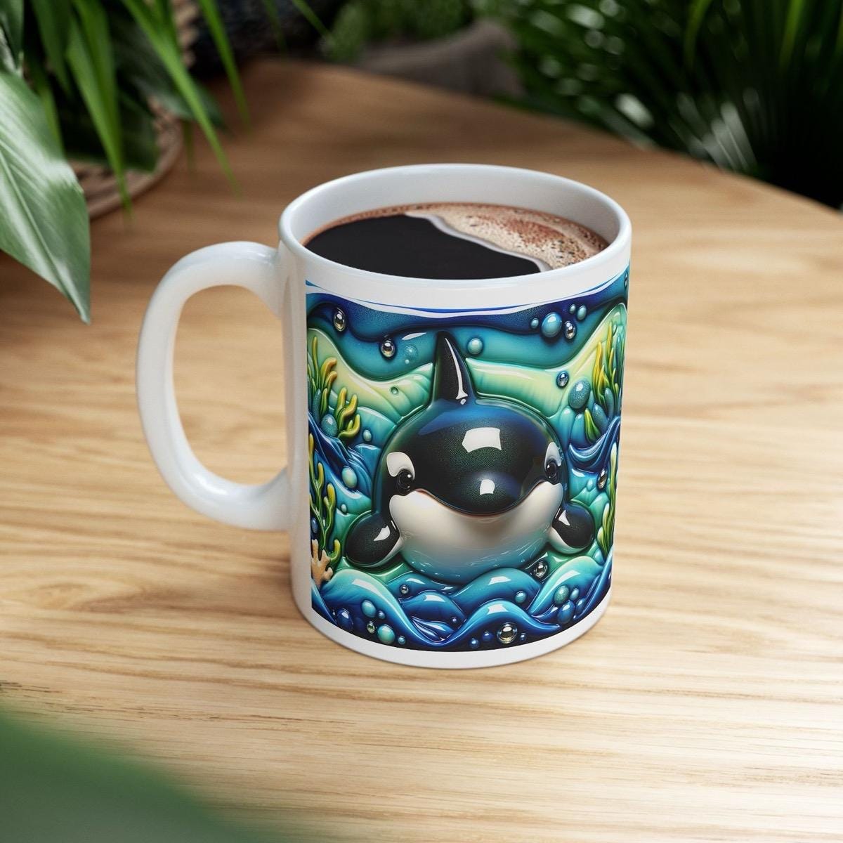 Cute whale ocean 3d mug - perfect for your morning drinks - tumblers, drinkware cup bottles reusable washable coffee ceramic reuse xmas mugs