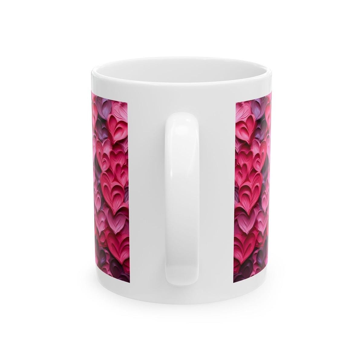 Painted hearts 3d style mug - perfect for coffee and tea - drinkware xmas christmas gifts mugs valentines girlfriend boyfriend wife husband
