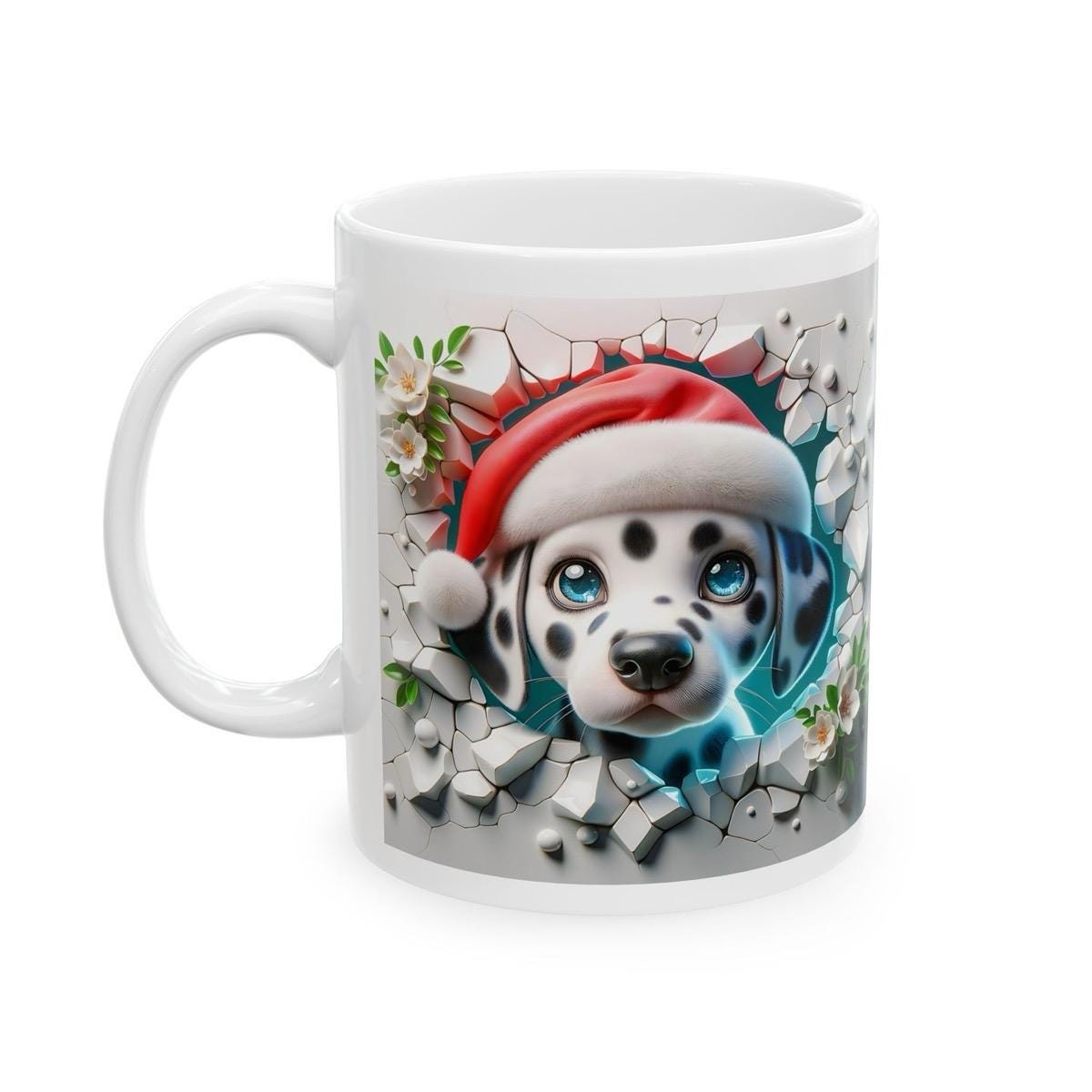 Cute dalmatian puppy dog mug - xmas style gift for coffee lovers - drinkware, cup tumblers ceramic washable reusable reuse mugs