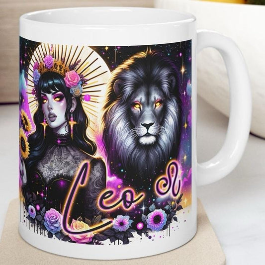 Leo star sign astrology mug gift - perfect for coffee and tea lovers - drinkware washable reuse reusable cup tumbler ceramic novelty mugs gi