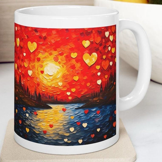 Cute sunset mountain mug - perfect gift for boyfriend or girlfriend - xmas christmas or valentine's gift - tumblers, drinkware cup reusable
