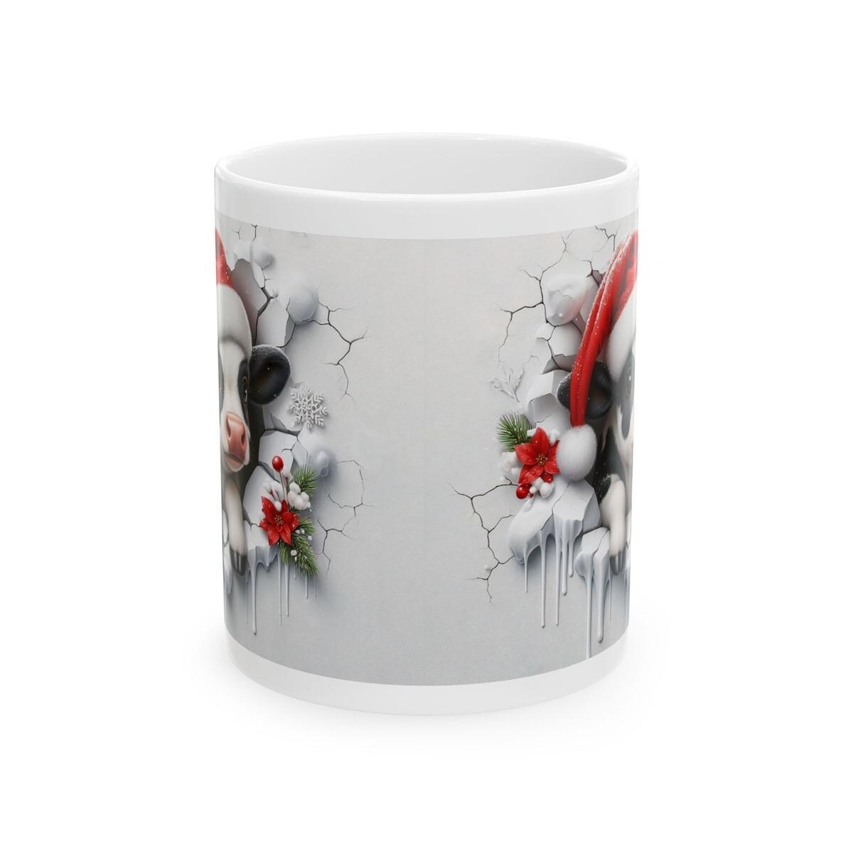 Cute baby cow calf christmas 3d mug - perfect for drinks - tumblers, drinkware cup coffee reusable washable ceramic reuse xmas mugs tea fest