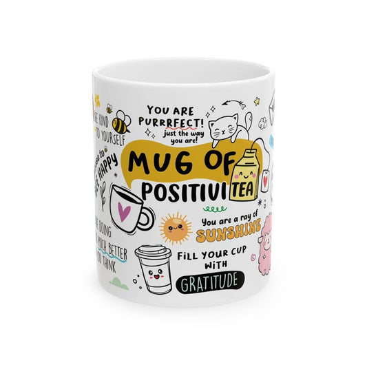 Mug of positivity for mental health and anxiety with affirmations - cup, drinkware tumblers bottles ceramic reusable reuse coffee washable t