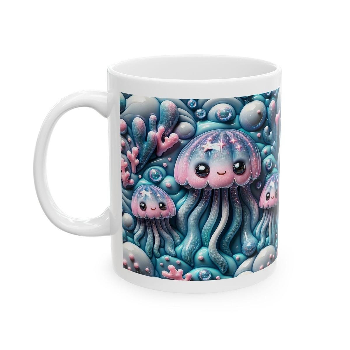Jellyfish joy 3d mug - perfect for your morning coffee - tumblers, drinkware bottles cup glass washable reusable ceramic reuse xmas mugs tea