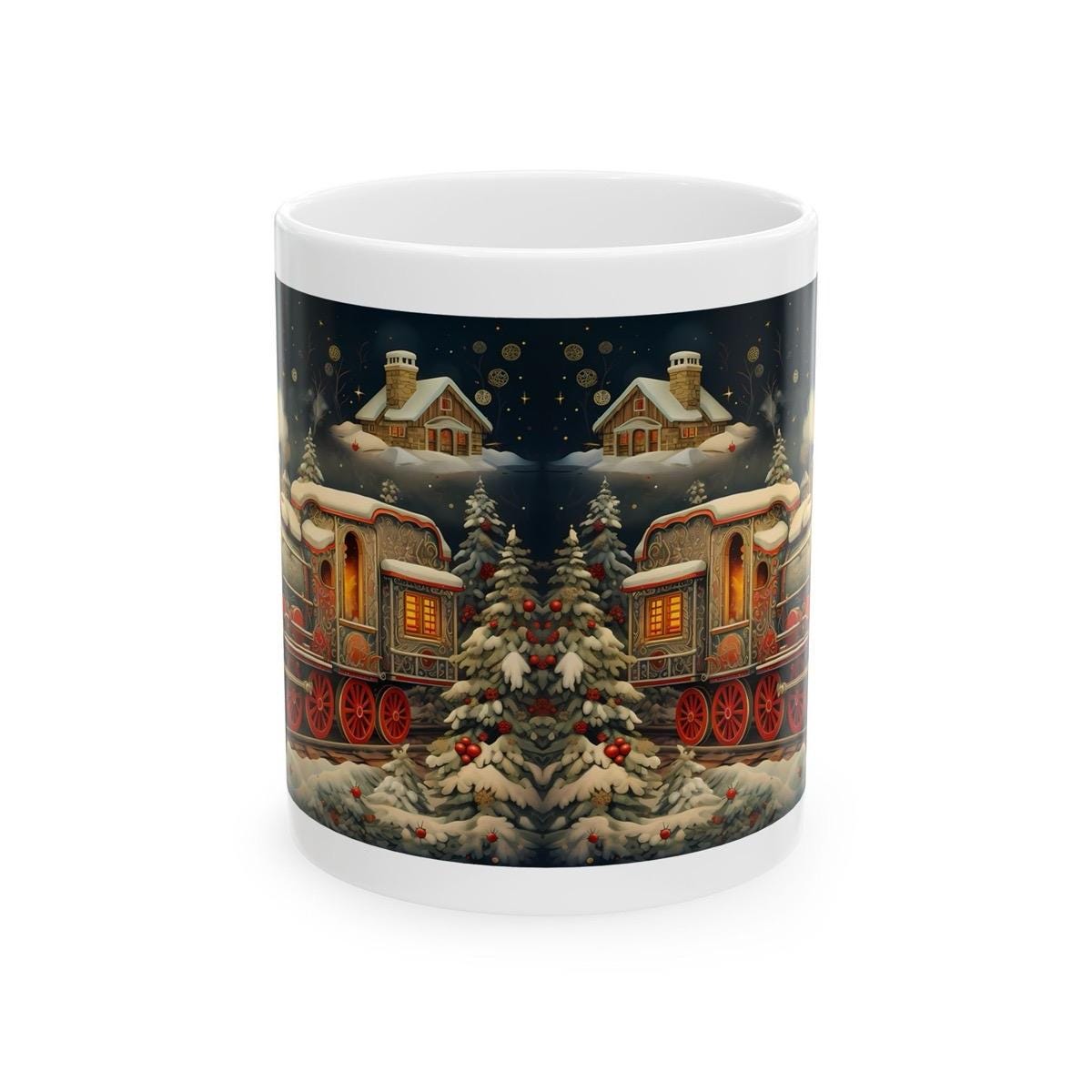 Christmas train express mug - secret santa stocking filler gift drinkware reuse washable tumbler ceramic reusable cup coffee xmas mugs tea f