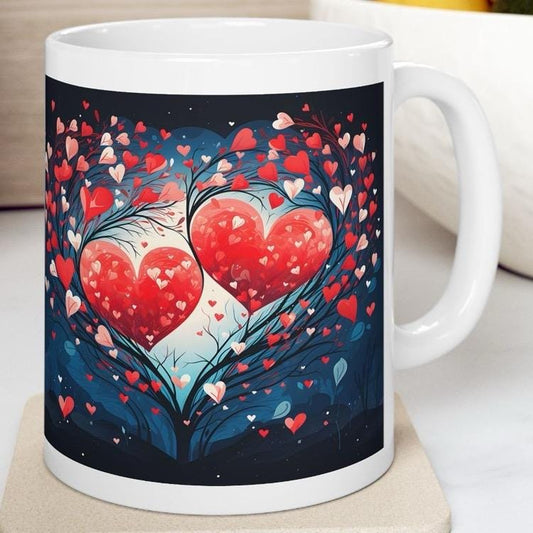 Heart love trees mug - valentine's gifts for drinkware lovers boyfriend girlfriend wife husband xmas christmas washable tumbler reusable cof