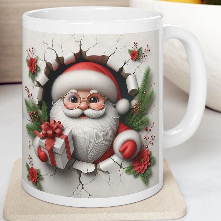 Santa 3d mug - perfect for hot drinks this christmas - drinkware, cup tumblers bottles reuse ceramic reusable washable coffee xmas mugs tea