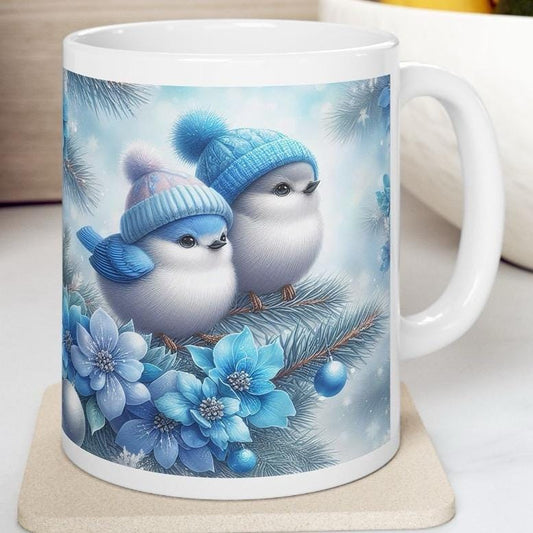Cute winter bird mug christmas - perfect for hot drinks - tumblers, drinkware cup bottles washable reusable coffee reuse ceramic xmas mugs