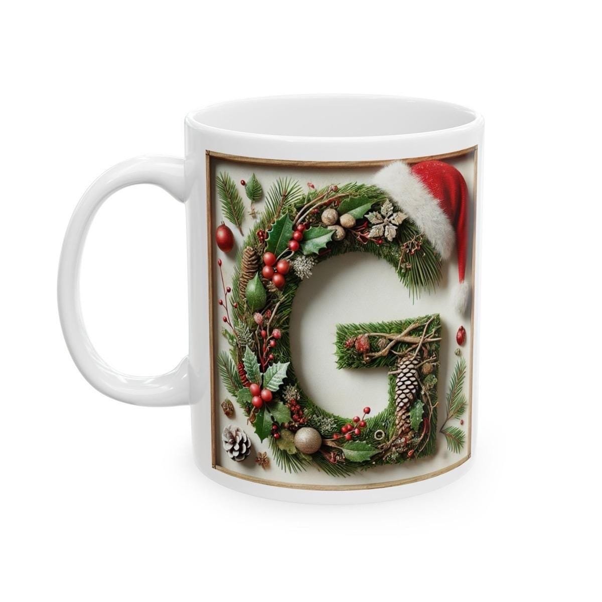 Personalised 'g' edition christmas mug - unique gift for xmas - stocking filler - drinkware washable reusable reuse ceramic cup tumbler coff