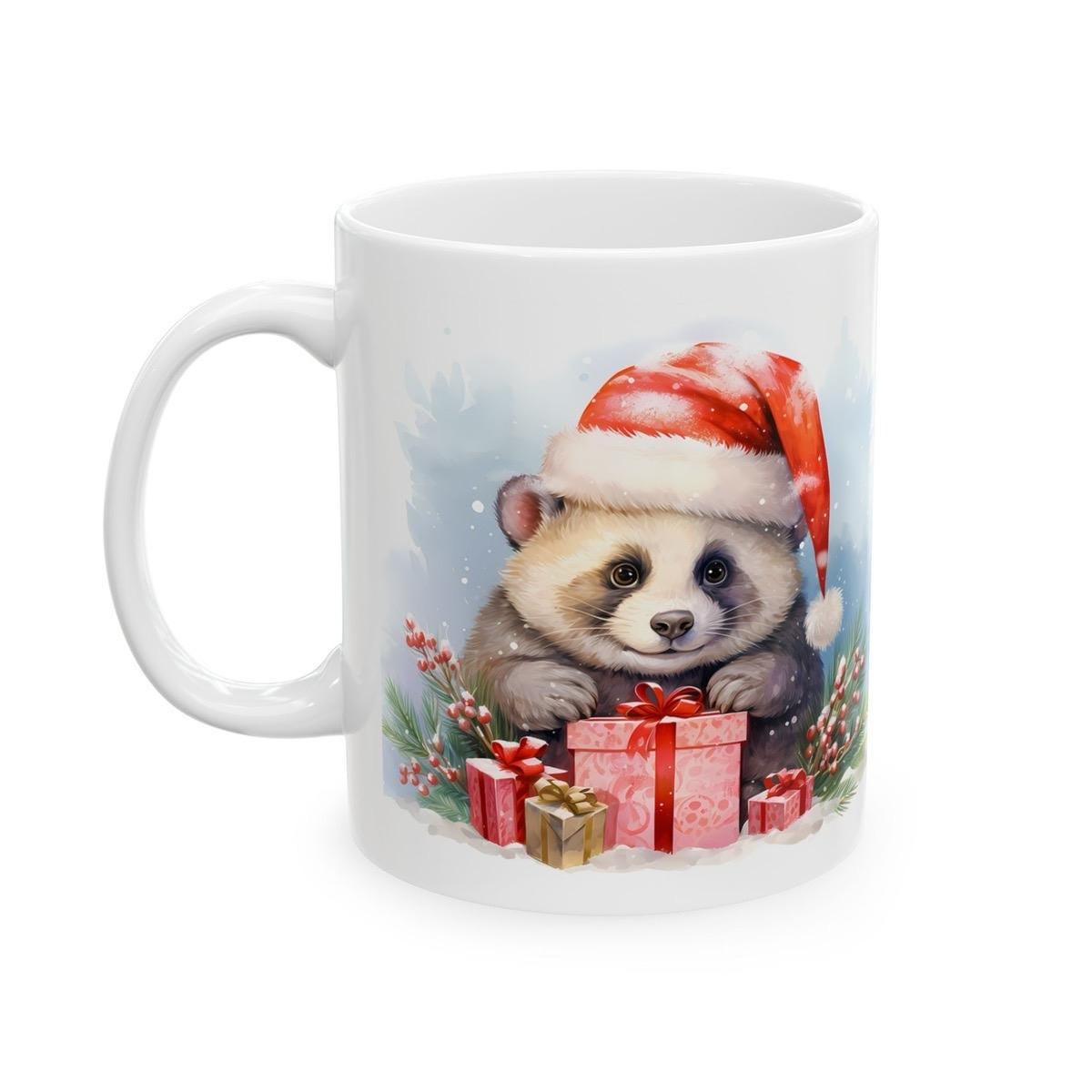 Christmas cute panda mug - perfect secret santa gift or stocking filler drinkware tumbler reuse washable cup reusable coffee ceramic xmas mu