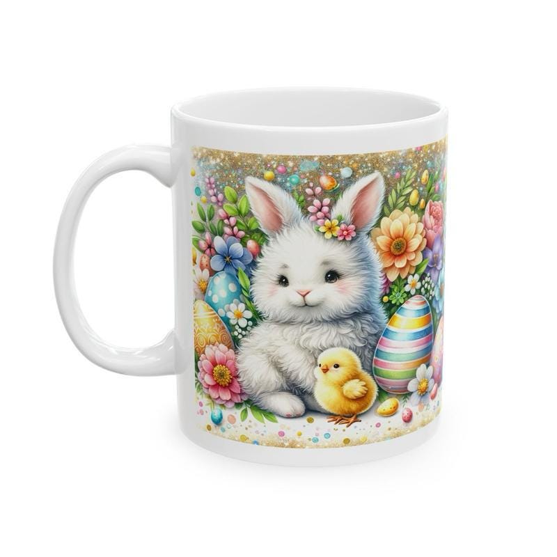Easter bunny and chick mug for kids - good easter gift - tumblers, drinkware cup bottles reusable washable easter egg ceramic reuse coffee m