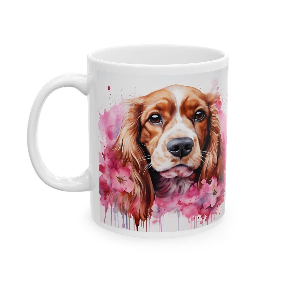 Cocker spaniel floral art mug - xmas christmas gift festive perfect for drinks - drinkware, cup washable reusable tumbler coffee reuse ceram