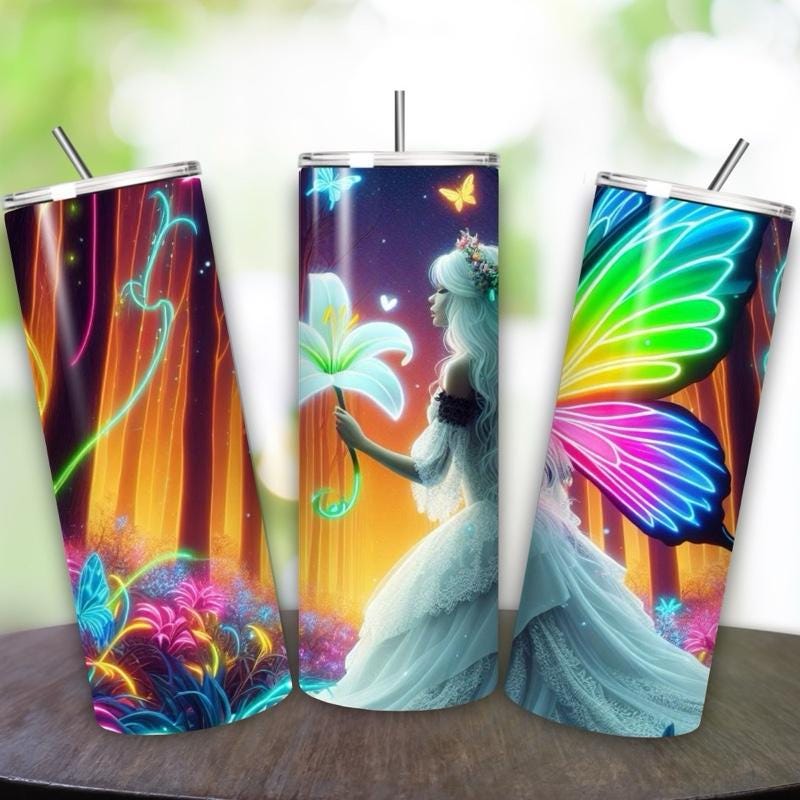 Fairy butterfly tumbler 20oz - perfect for on-the-go hydration - vacuum flask - cup drinkware mug bottles water bottles bottled portable gif