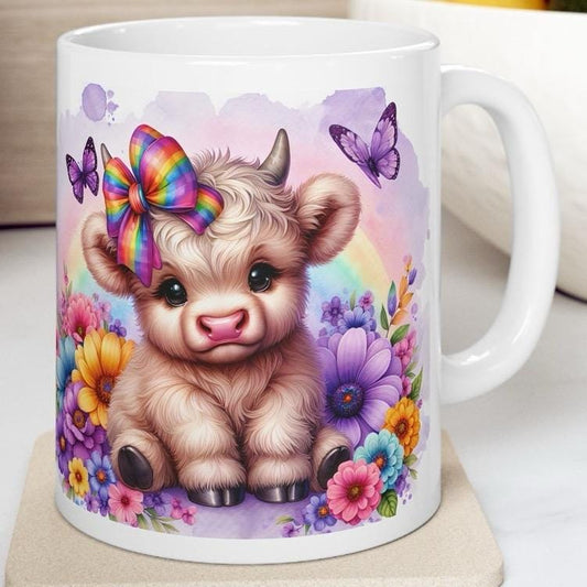 Cute baby highland cow 3d mug - perfect for drinks - tumblers, drinkware cup bottles washable reusable coffee ceramic reuse xmas mugs tea fe