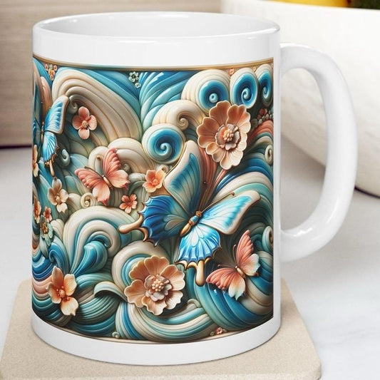 Butterfly 3d mug - perfect for your morning drinks - drinkware, tumblers cup reusable washable ceramic reuse coffee xmas mugs tea festive cu