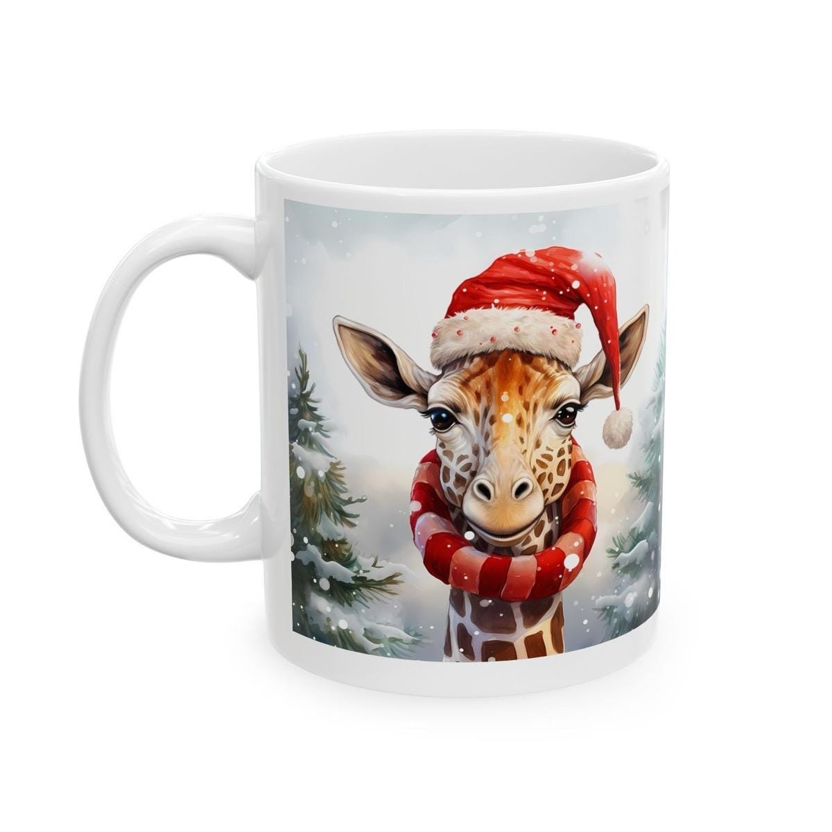 Funny giraffe christmas mug - cute gift for secret santa or stocking filler drinkware washable reusable cup tumbler reuse coffee ceramic xma