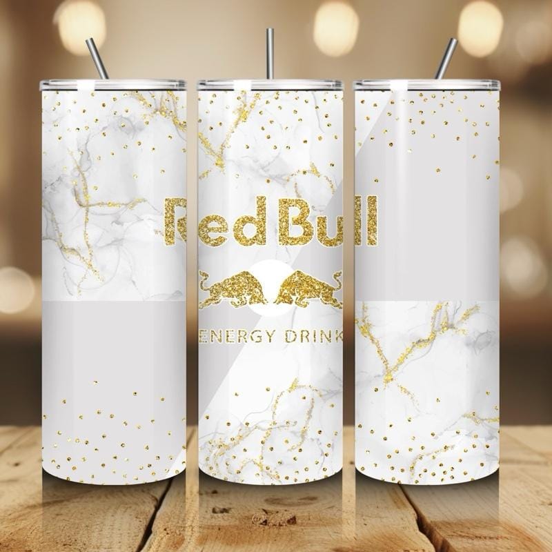Red bull tumbler 20oz - white gold marble glitter style perfect for on-the-go hydration - vacuum flask - cup drinkware mug bottles water bot