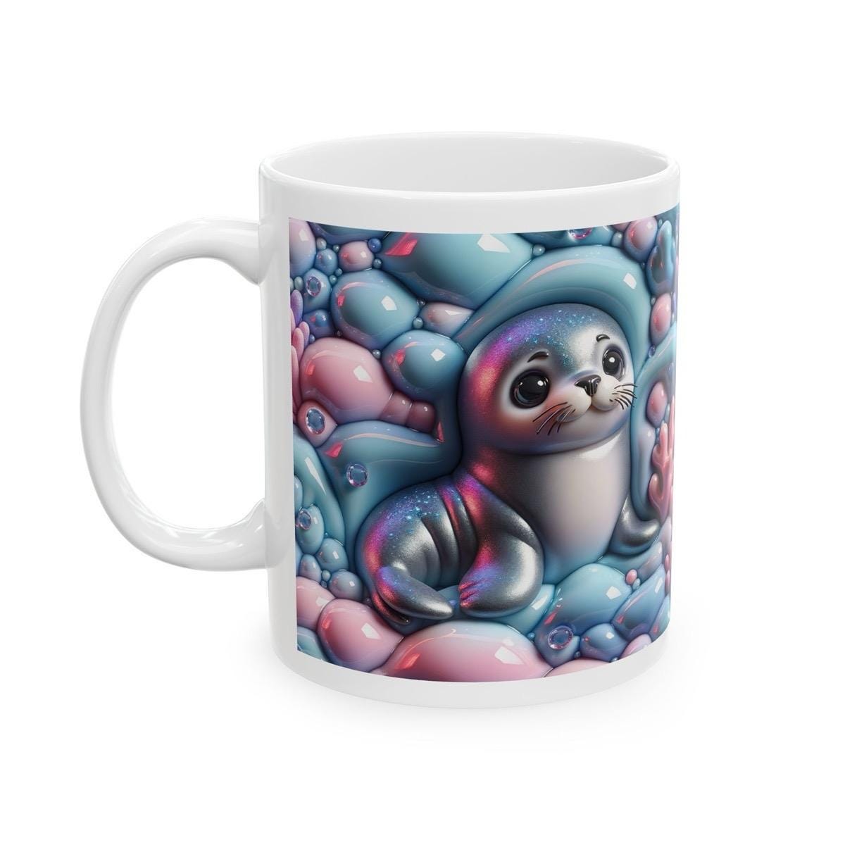 Cute baby seal mug 3d - perfect for baby shower gifts drinkware tumbler cup ceramic washable reuse reusable coffee xmas mugs tea festive sty