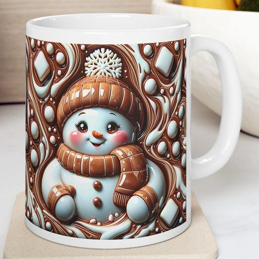Cute 3d christmas snowman mug – festive brown and white design, perfect for holiday sips and gifts! drinkware reusable cup tumblers washab