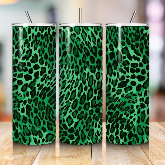 Green leopard print funky 20oz girly - perfect for any occasion drinkware flasks mug bottles water bottles bottled stylish beverage portable