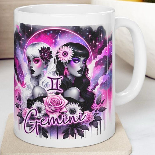 Gemini star sign astrology mug gift - perfect for coffee and tea - tumblers, drinkware cup washable reusable ceramic reuse novelty mugs girl