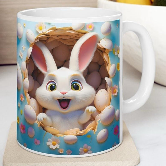 Easter bunny mug - cute gift - perfect for hot drinks - drinkware, tumblers cup bottles reusable washable portable reuse ceramic coffee east